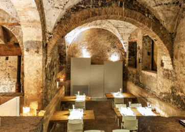Onsite restaurant in the ancient wine chamber