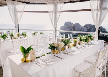 Elegant Wedding reception setting in Capri