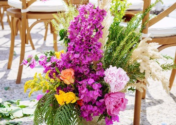 Colorful Wedding ceremony decor in Capri