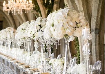 White floral decor for luxury Wedding reception in Ravello