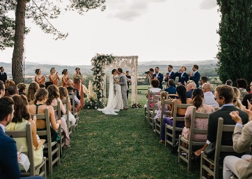 Wedding ceremony in the garden in Tuscany