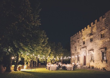 Wedding reception under the stars in Tuscany