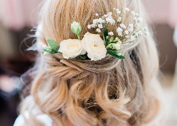Lovely flowers for Bridal hair style