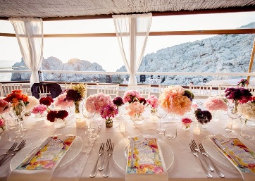 Wedding reception floral decor in Capri