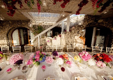 Wedding reception floral decor in Capri