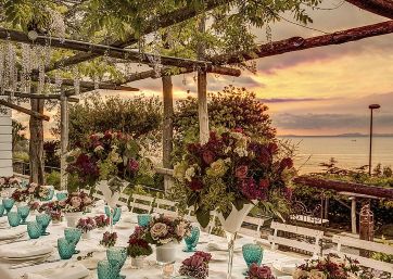 Wedding reception at the sunset in Sorrento