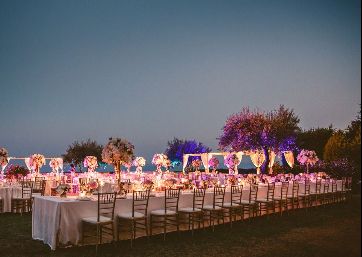 Elegant wedding reception lighting in Ravello