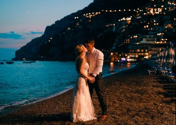 Wedding shooting by night in Amalfi Coast